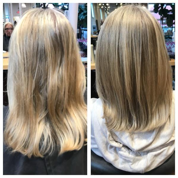 Blonde tone refinement — before and after