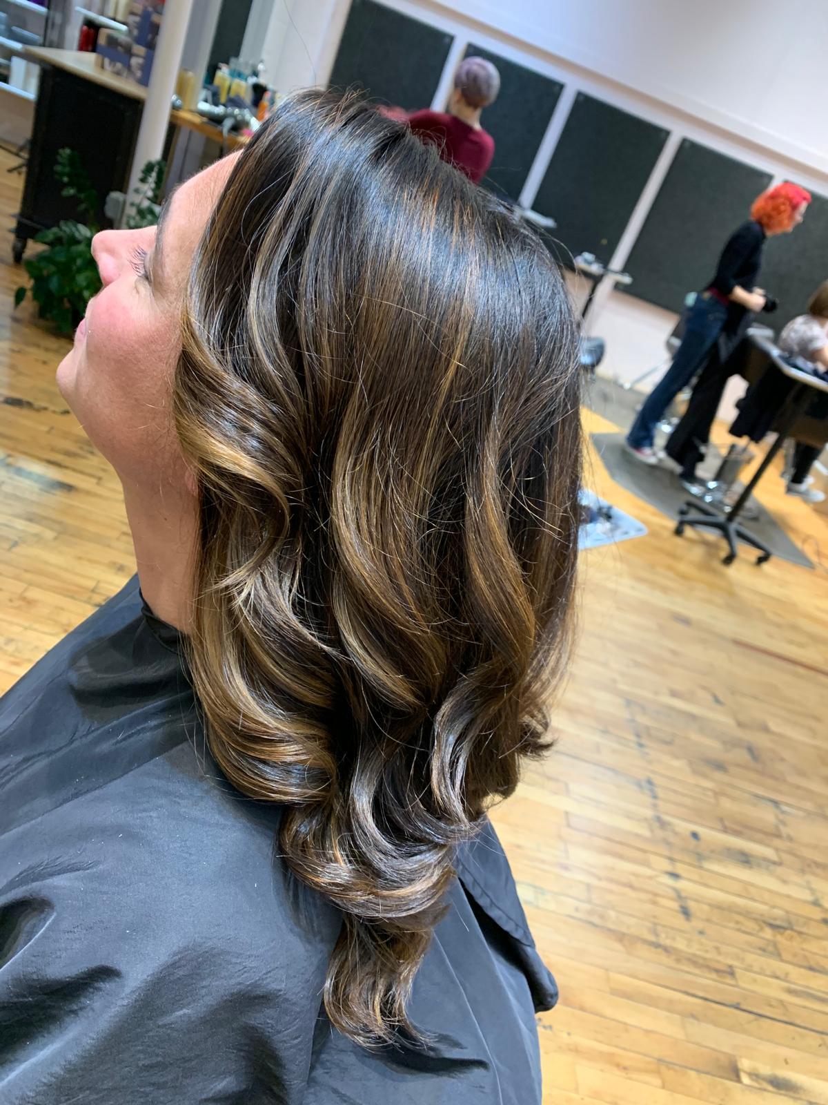 Dark brunette with balayage highlights
