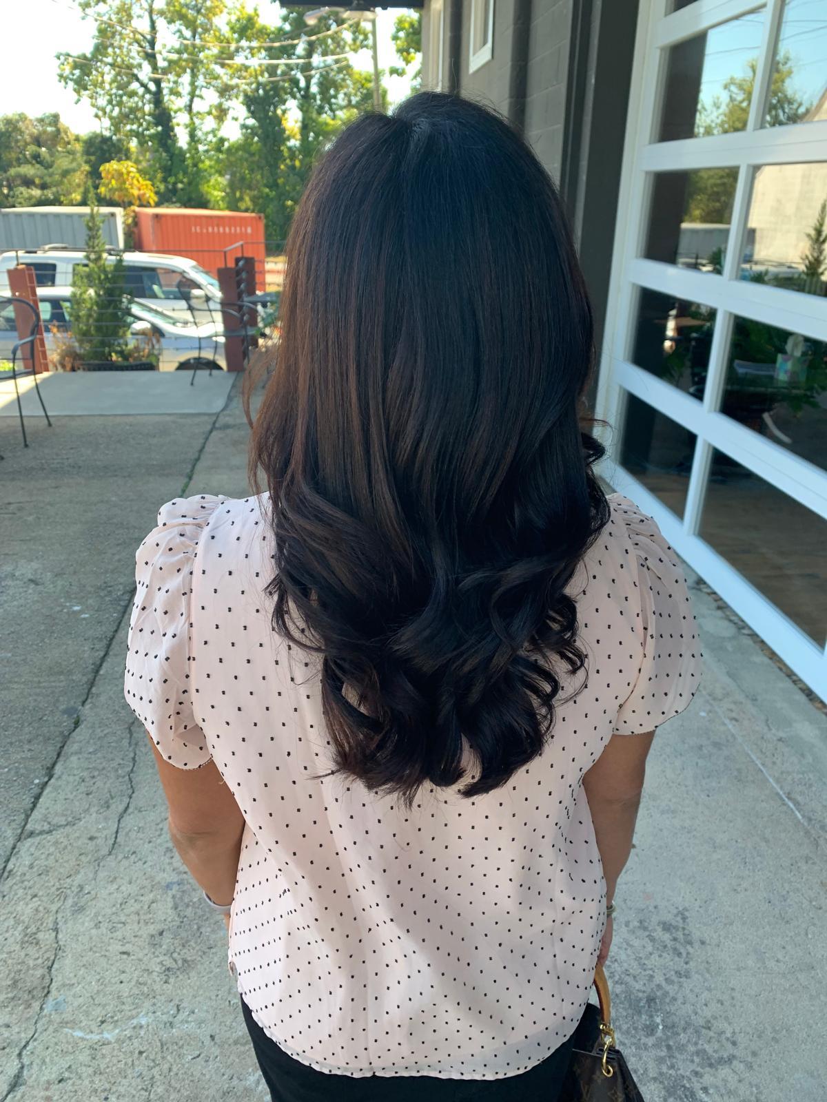 Long dark wavy hair
