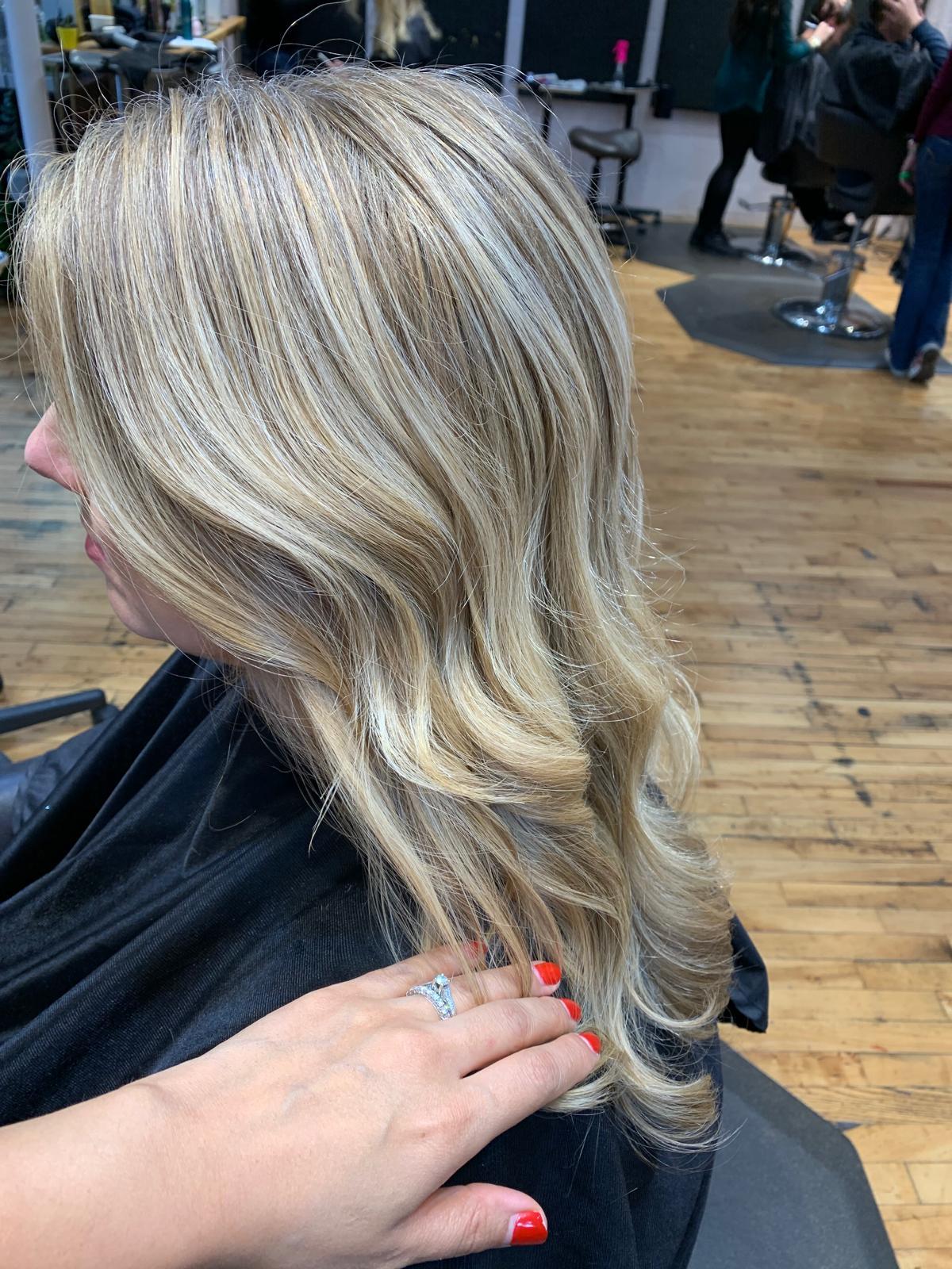 Blonde highlights with soft waves