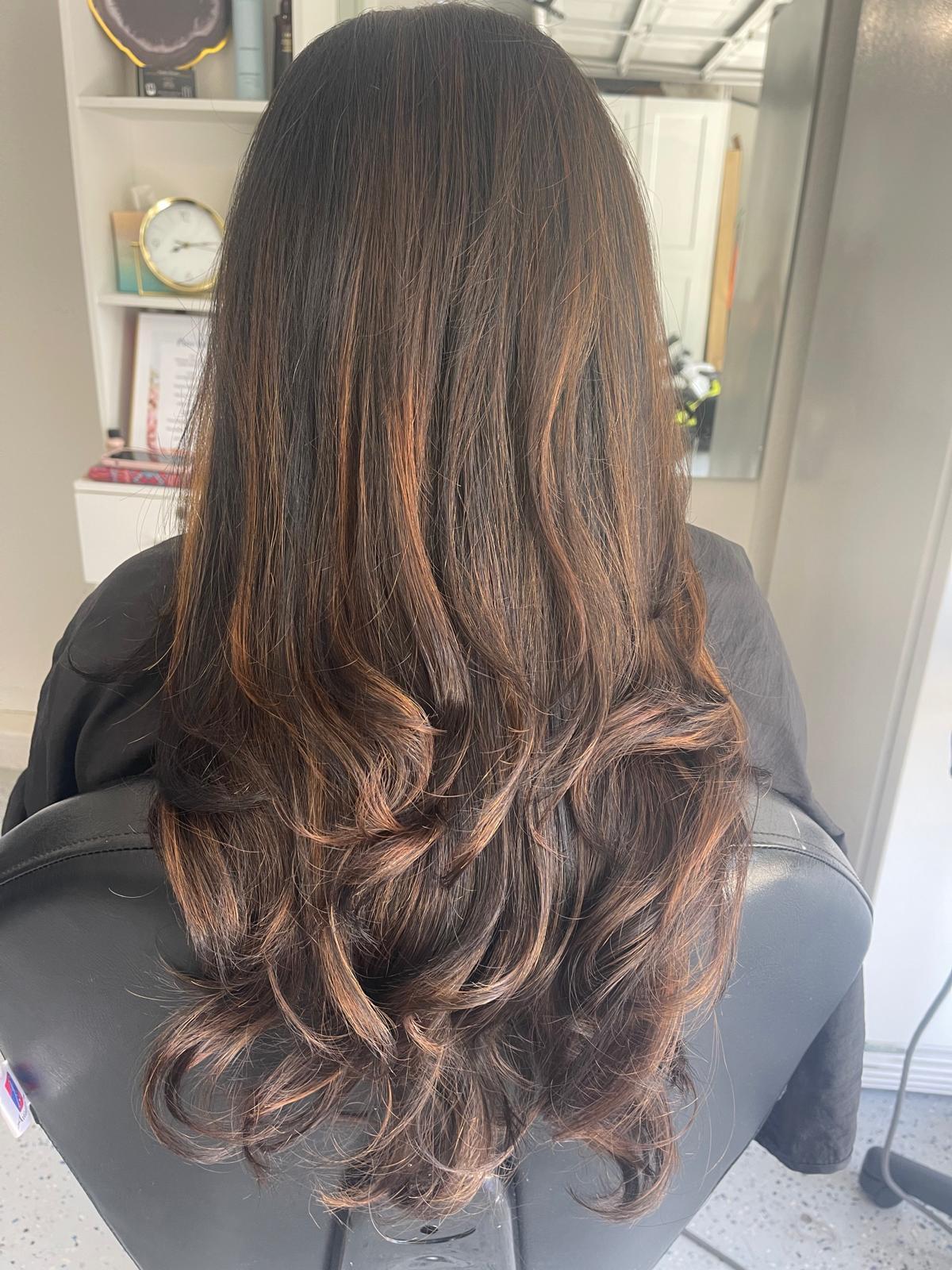 Rich brunette with copper balayage
